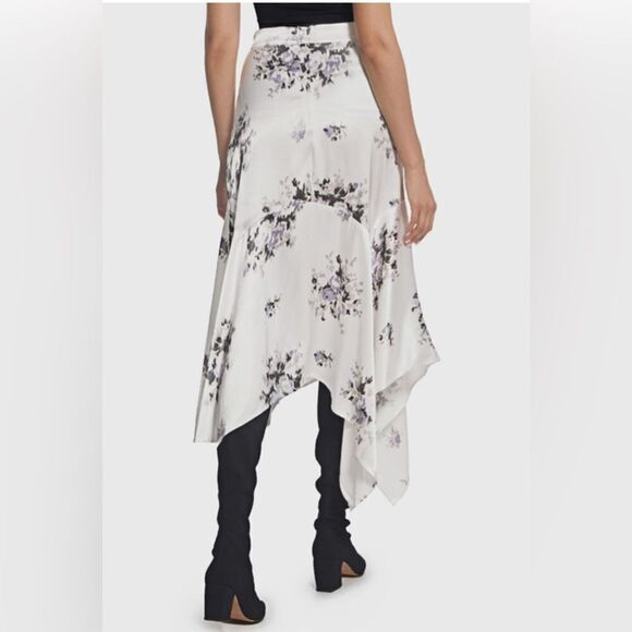 Ganni Cameron Floral Asymmetric Satin Midi Skirt. 36/ small - Picture 2 of 8